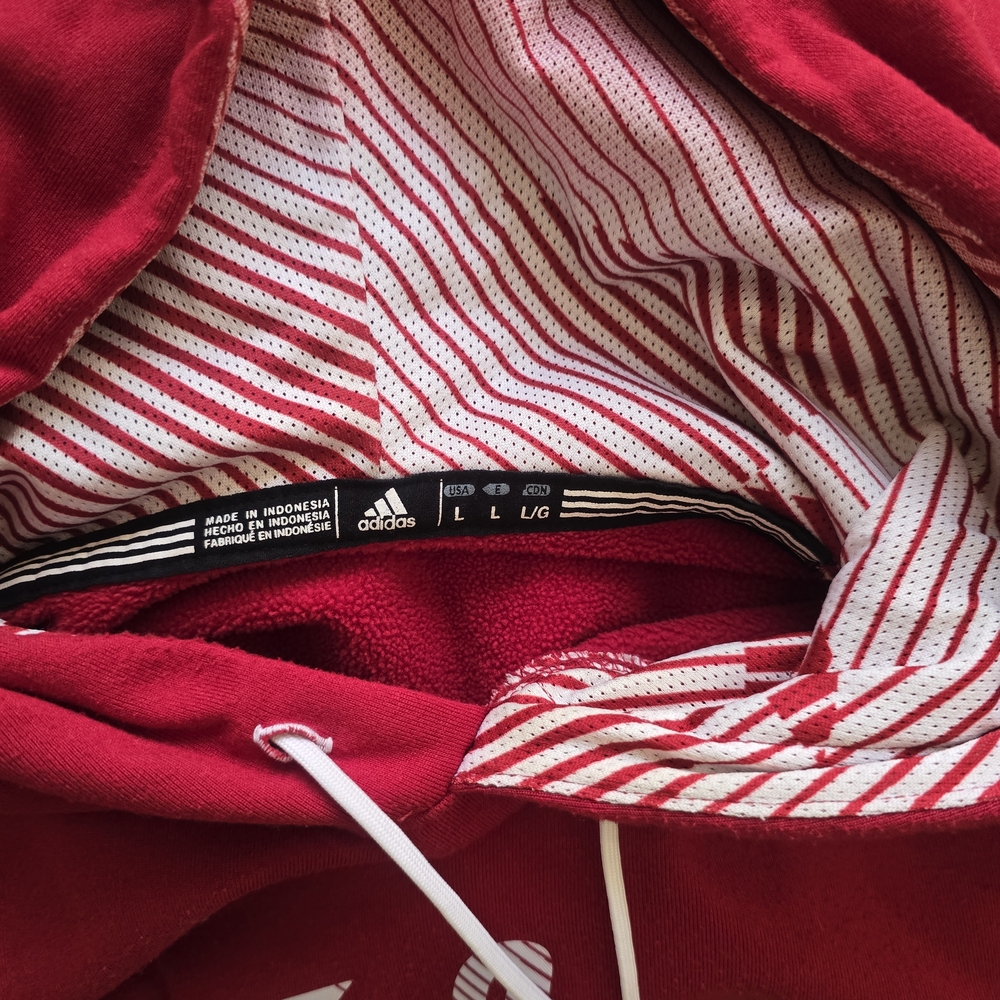 Adidas Red Hoodie with Striped Lining